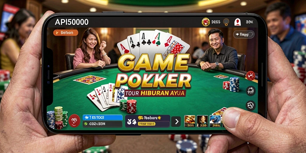 Tampilan utama API5000 yang menampilkan aksi seru saat bermain Poker.