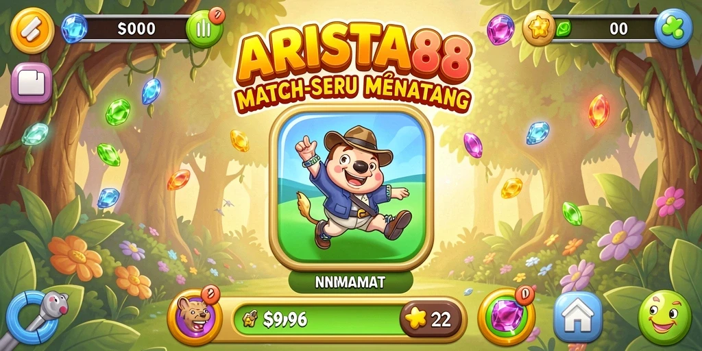 Tampilan gameplay ARISTA88 dengan berbagai permata yang siap dicocokkan.