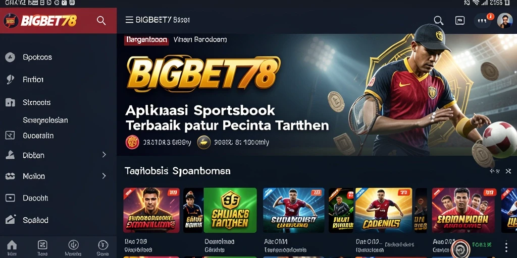 Tampilan antarmuka utama BIGBET78 dengan opsi taruhan Sportsbook.