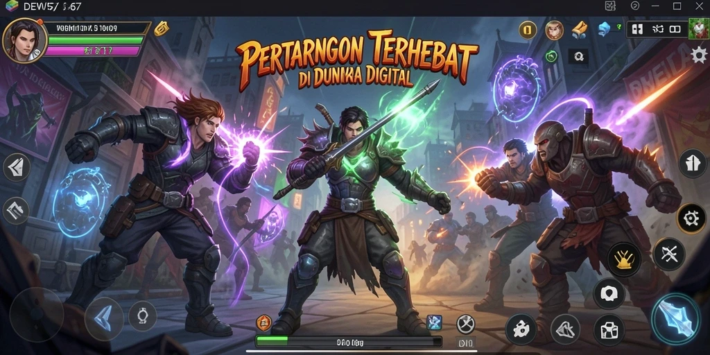 Gameplay pertarungan seru dengan karakter unik dan aksi dramatis.