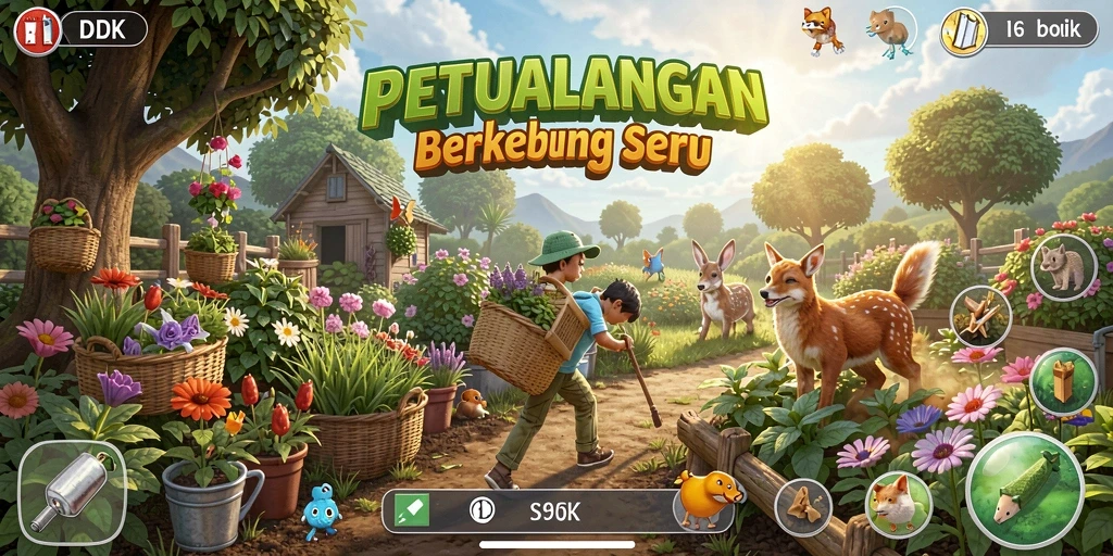 Screenshot DKK menunjukkan gameplay pertanian yang penuh warna dan menyenangkan.