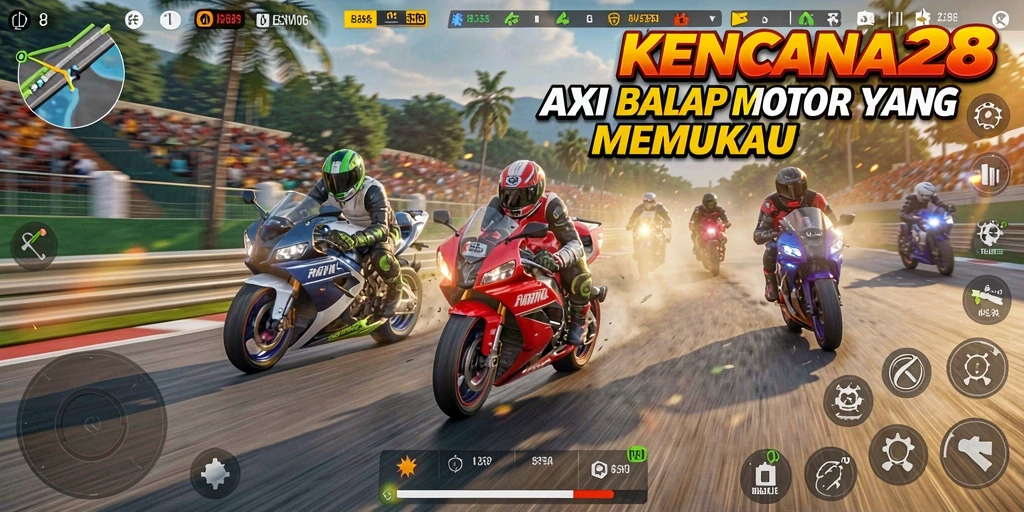 Gameplay seru KENCANA28 dalam balapan motor.