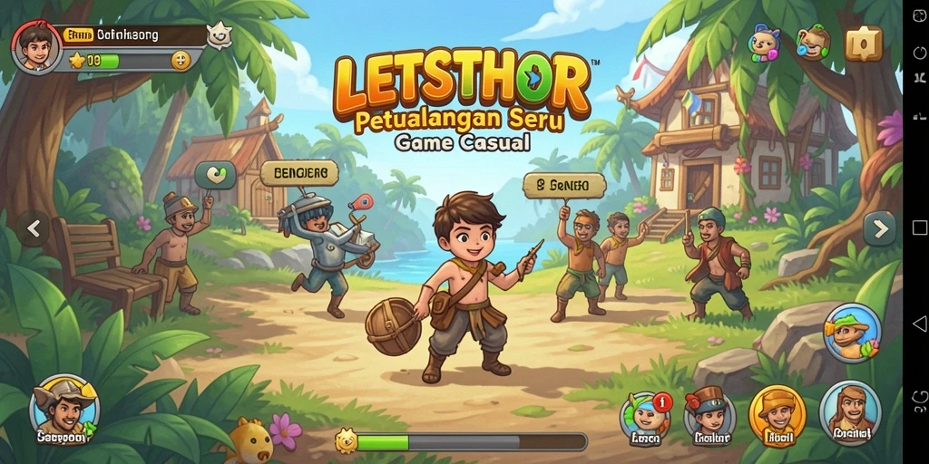 Tampilan gameplay LETSTHOR yang penuh warna dan seru.