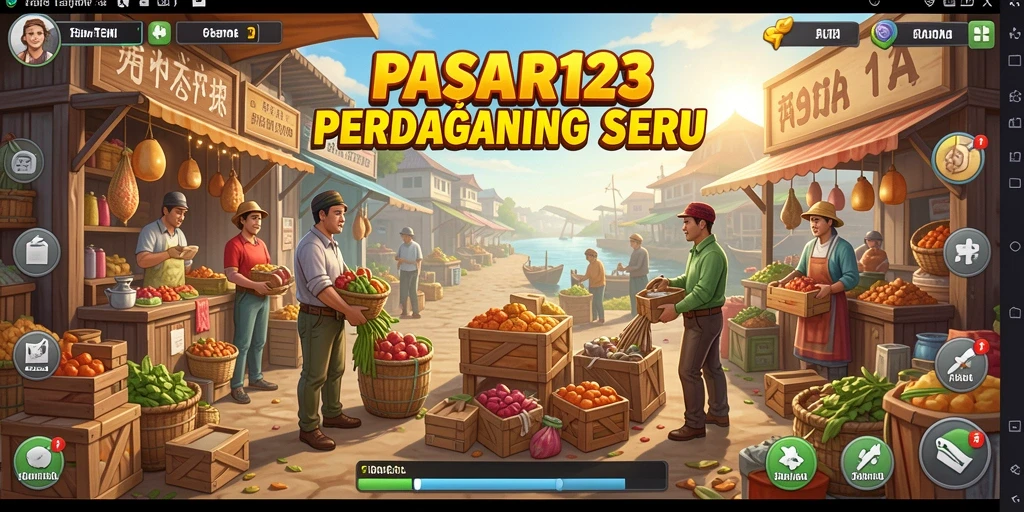 Tampilan gameplay seru di PASAR123 dengan elemen perdagangan.