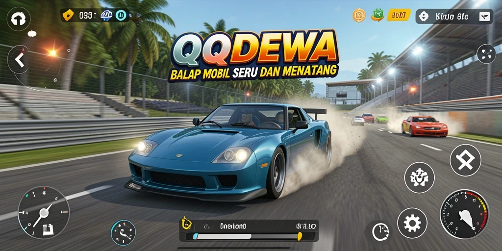 Tampilan gameplay seru balapan mobil di QQDEWA.