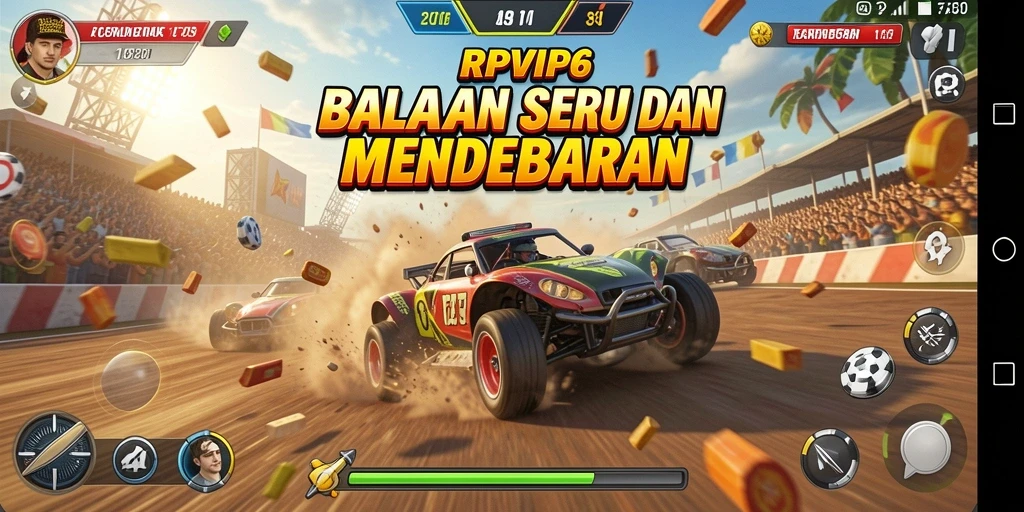 Tangkapan layar utama RPVIP6 menampilkan aksi balapan yang mendebarkan.