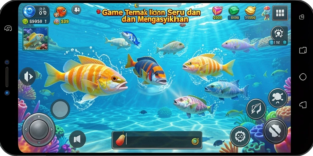 Tampilan gameplay S9S9 yang seru menembak ikan dengan berbagai senjata.