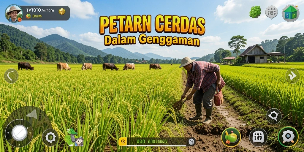 Tampilan gameplay TVTOTO yang menarik dan interaktif dalam mengelola pertanian.