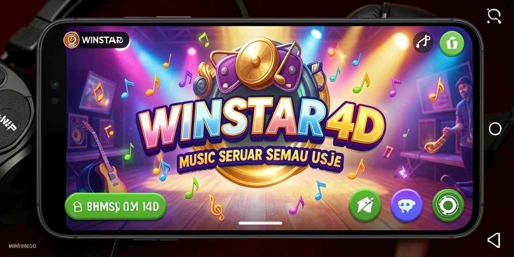 Screenshot gameplay WINSTAR4D menampilkan pemain menikmati musik.